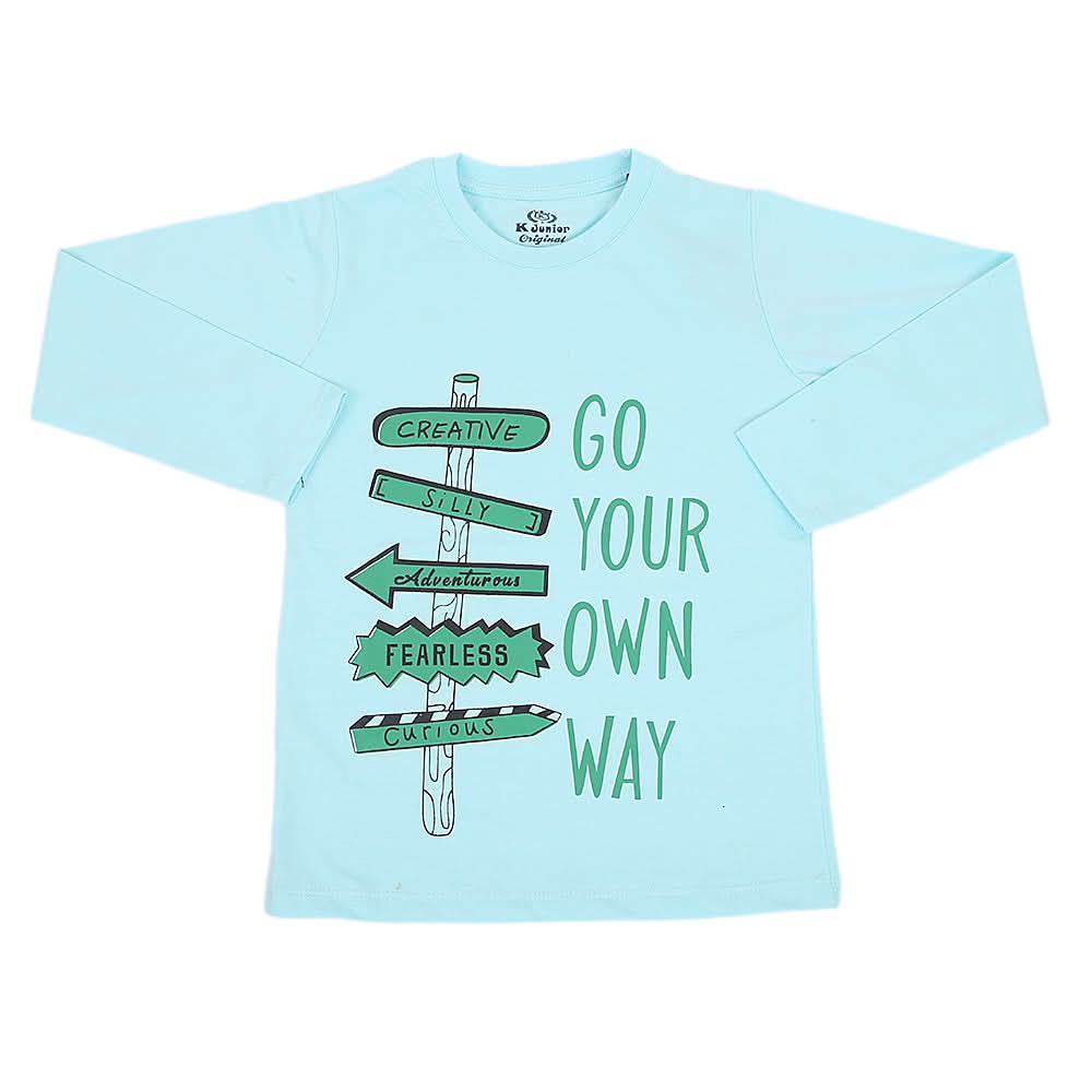 Boys Full Sleeves T-Shirt - Light Blue, Kids, Boys T-Shirts, Chase Value, Chase Value
