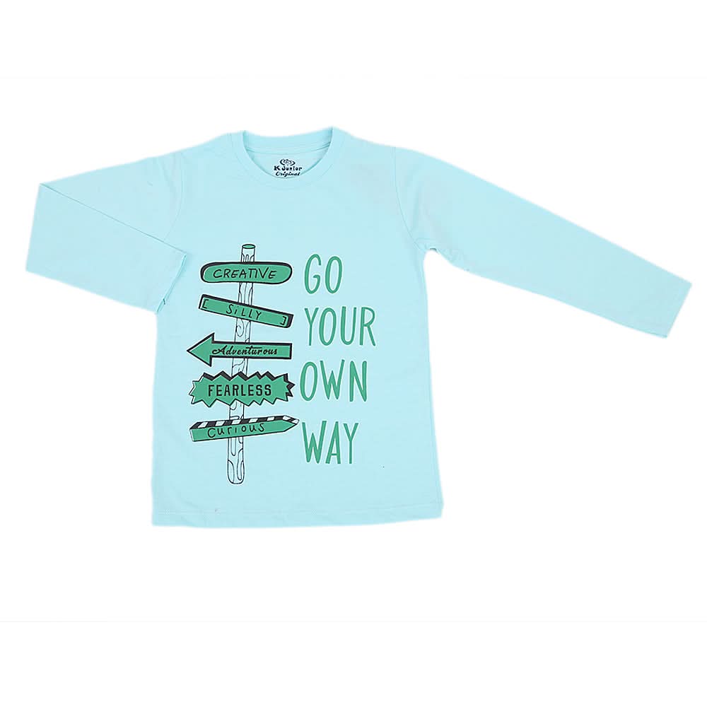 Boys Full Sleeves T-Shirt - Light Blue, Kids, Boys T-Shirts, Chase Value, Chase Value