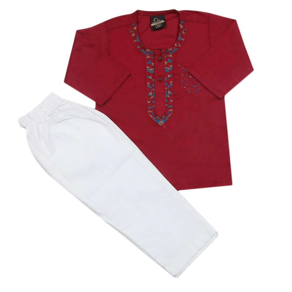 Newborn Boys Shalwar Suit - Maroon, Kids, Newborn Boys Sets And Suits, Chase Value, Chase Value