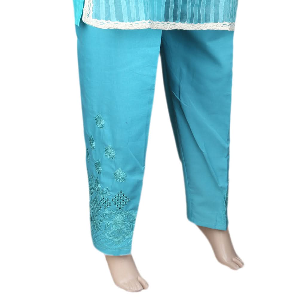 Women's Embroidered Trouser - Sea Green, Women, Pants & Tights, Chase Value, Chase Value
