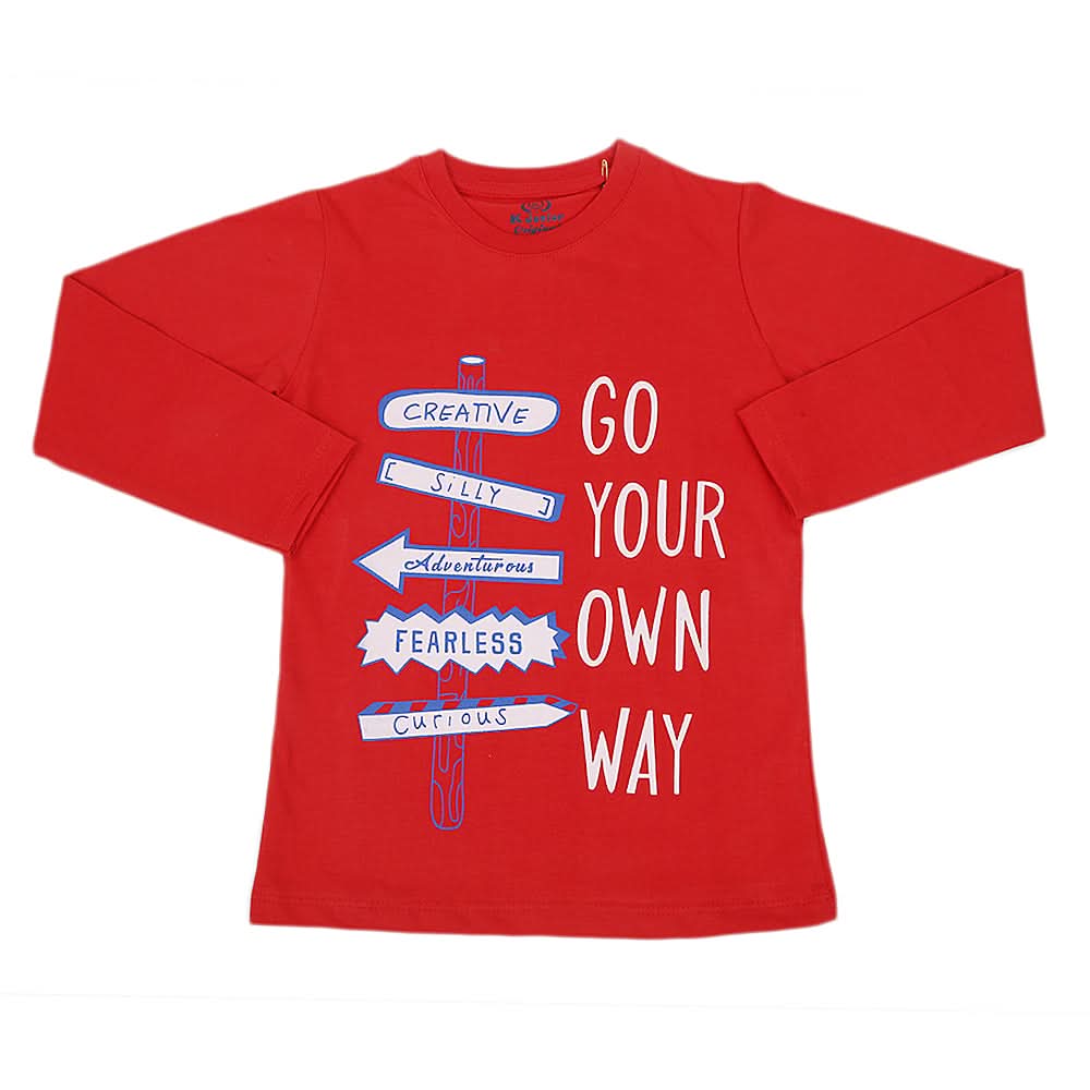 Boys Full Sleeves T-Shirt - Red, Kids, Boys T-Shirts, Chase Value, Chase Value