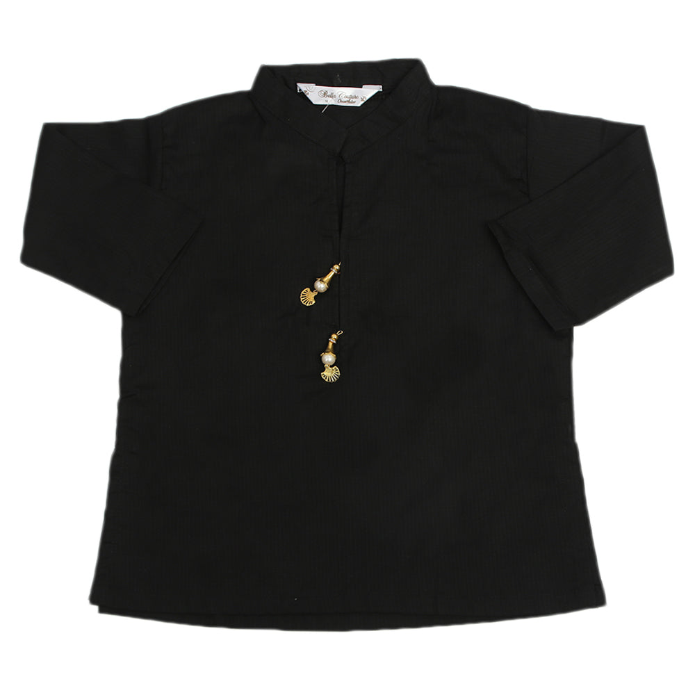 Girls Basic Dobby Kurti - Black, Girls Kurti, Chase Value, Chase Value