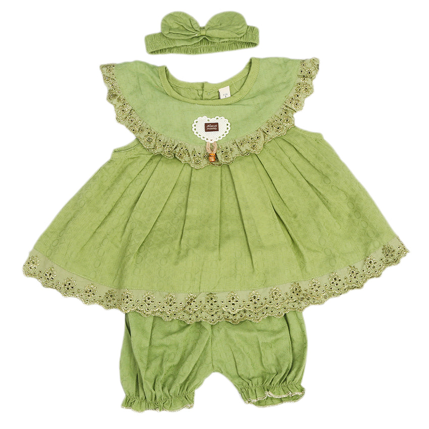 Newborn Girls Half Sleeves Suit - Green, Kids, Newborn Girls Sets And Suits, Chase Value, Chase Value
