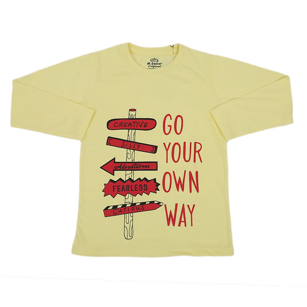 Boys Full Sleeves T-Shirt - Yellow, Kids, Boys T-Shirts, Chase Value, Chase Value
