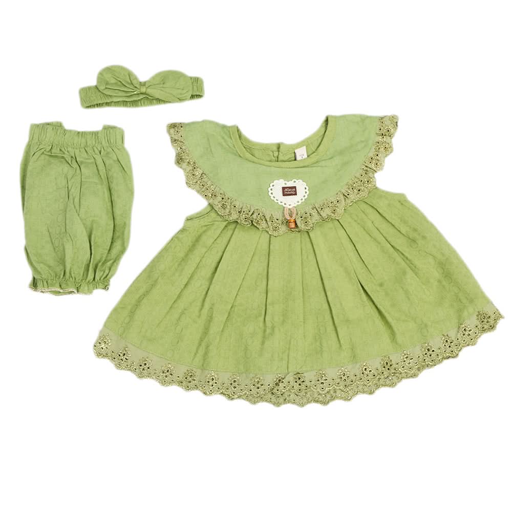 Newborn Girls Half Sleeves Suit - Green, Kids, Newborn Girls Sets And Suits, Chase Value, Chase Value
