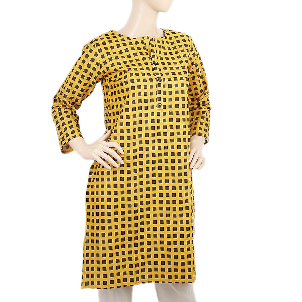 Women's Printed Khaddar Kurti 5070 - Mustard, Women, Ready Kurtis, Chase Value, Chase Value