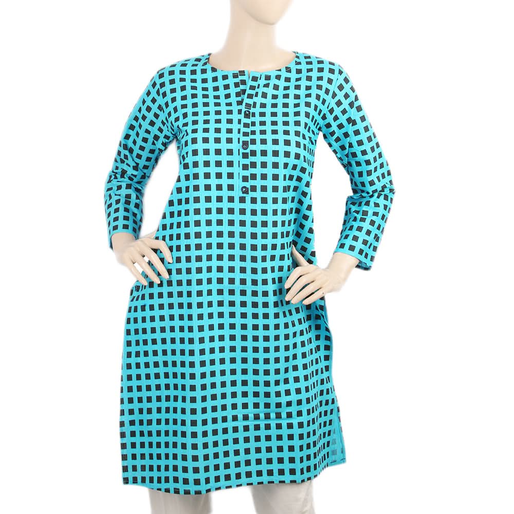 Women's Printed Khaddar Kurti 5070-D - Sea Green, Women, Ready Kurtis, Chase Value, Chase Value