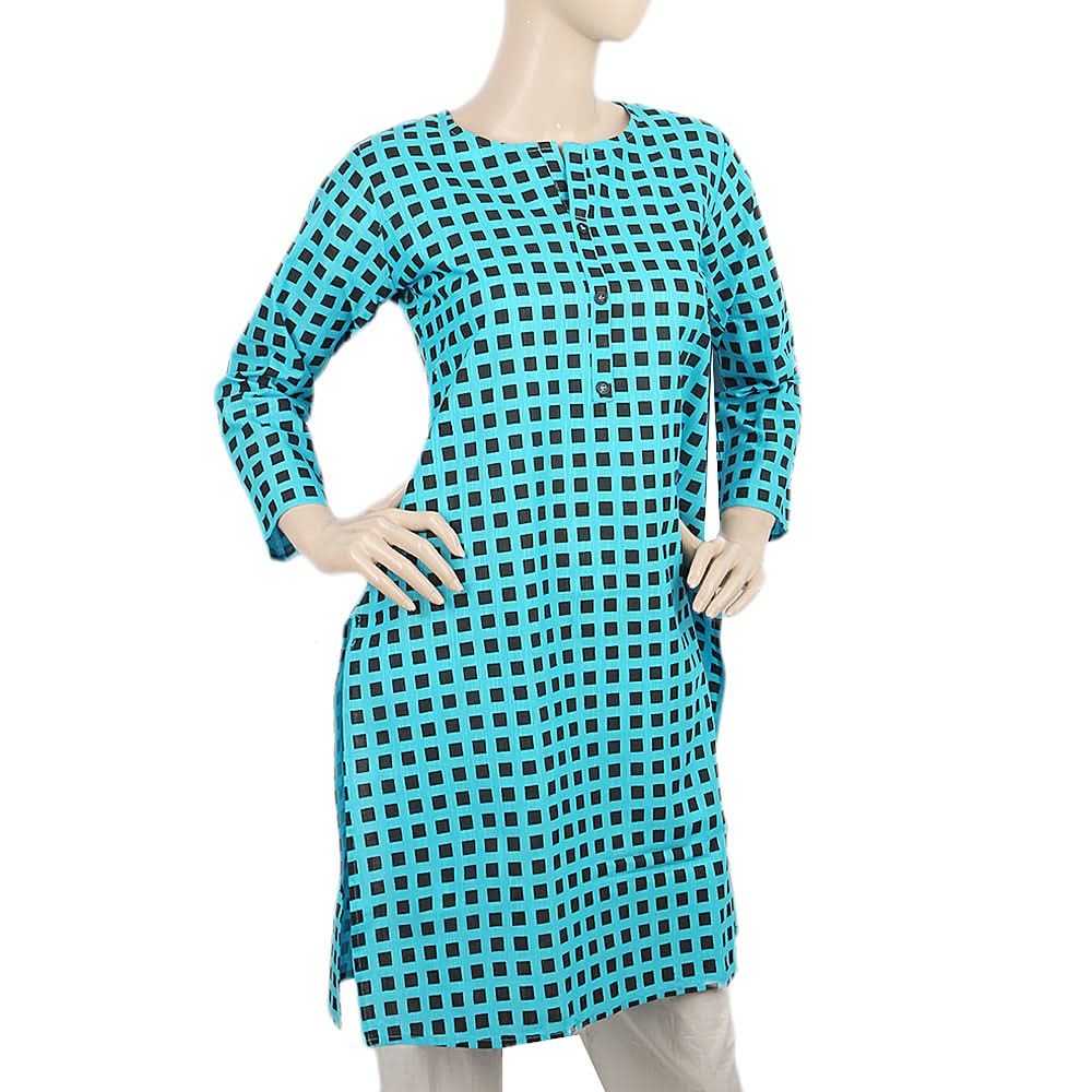 Women's Printed Khaddar Kurti 5070-D - Sea Green, Women, Ready Kurtis, Chase Value, Chase Value