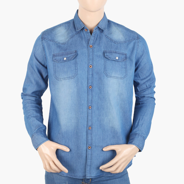 Men's Casual Denim Shirt - Light Blue, Men's T-Shirts & Polos, Chase Value, Chase Value