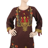 Women's Embroidered 3Pcs Suit With Front Doori - Coffee, Women, Shalwar Suits, Chase Value, Chase Value