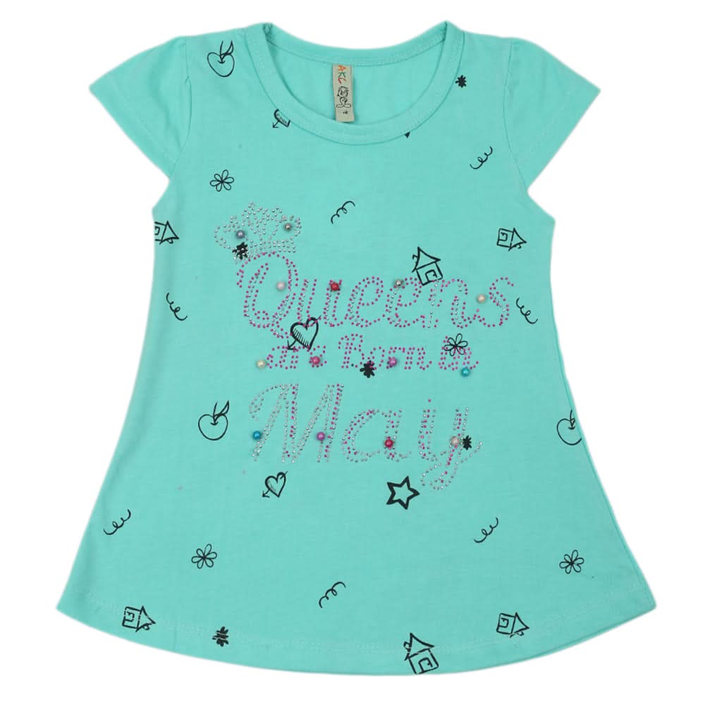 Girls Half Sleeves T-Shirt - Sea Green, Kids, Girls T-Shirts, Chase Value, Chase Value
