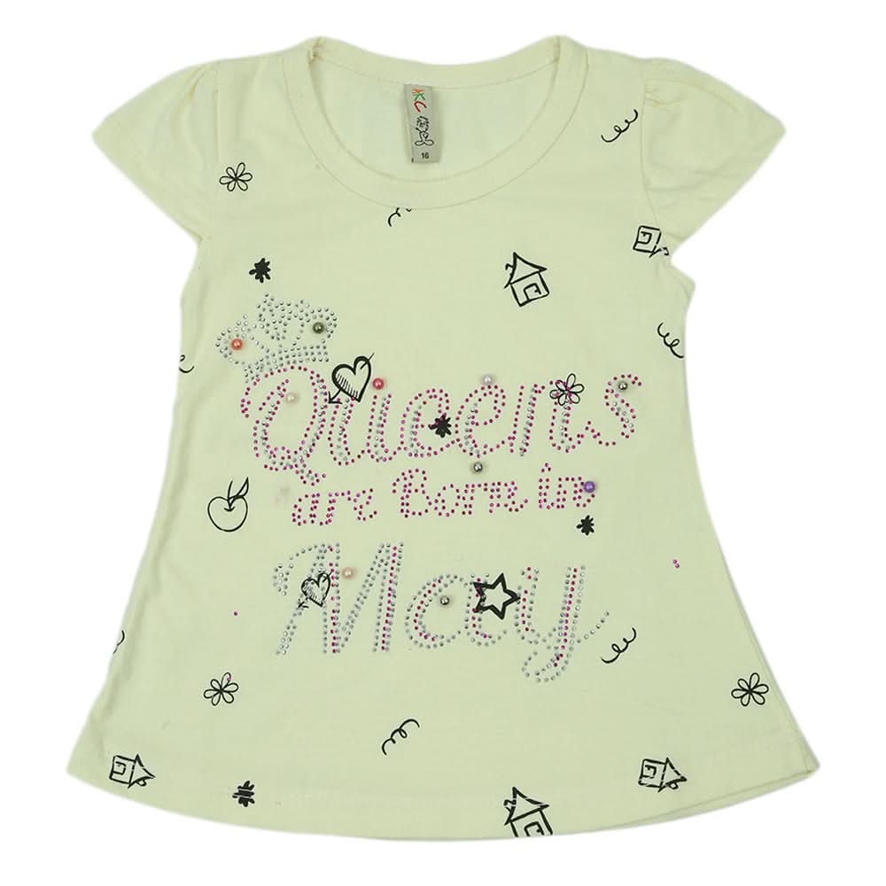 Girls Half Sleeves T-Shirt - Lemon, Kids, Girls T-Shirts, Chase Value, Chase Value