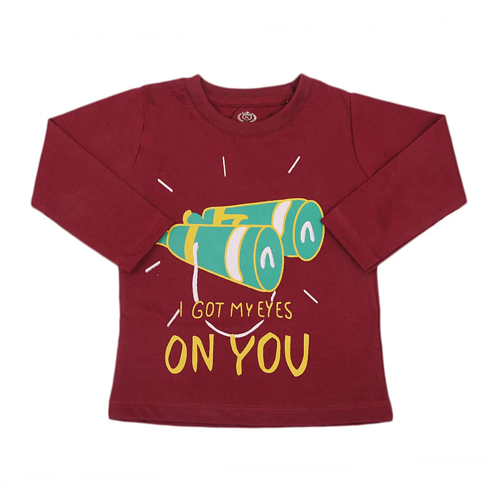 Boys Full Sleeves T-Shirt - Maroon, Kids, Boys T-Shirts, Chase Value, Chase Value