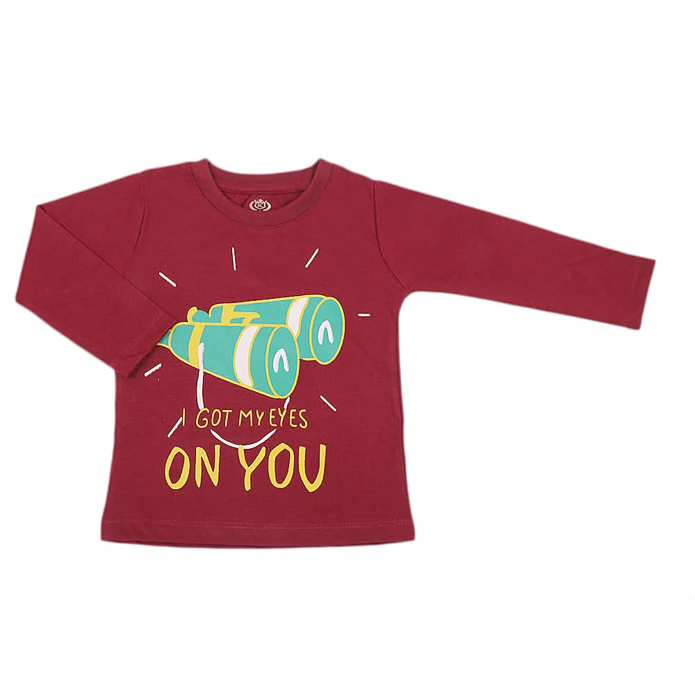 Boys Full Sleeves T-Shirt - Maroon, Kids, Boys T-Shirts, Chase Value, Chase Value