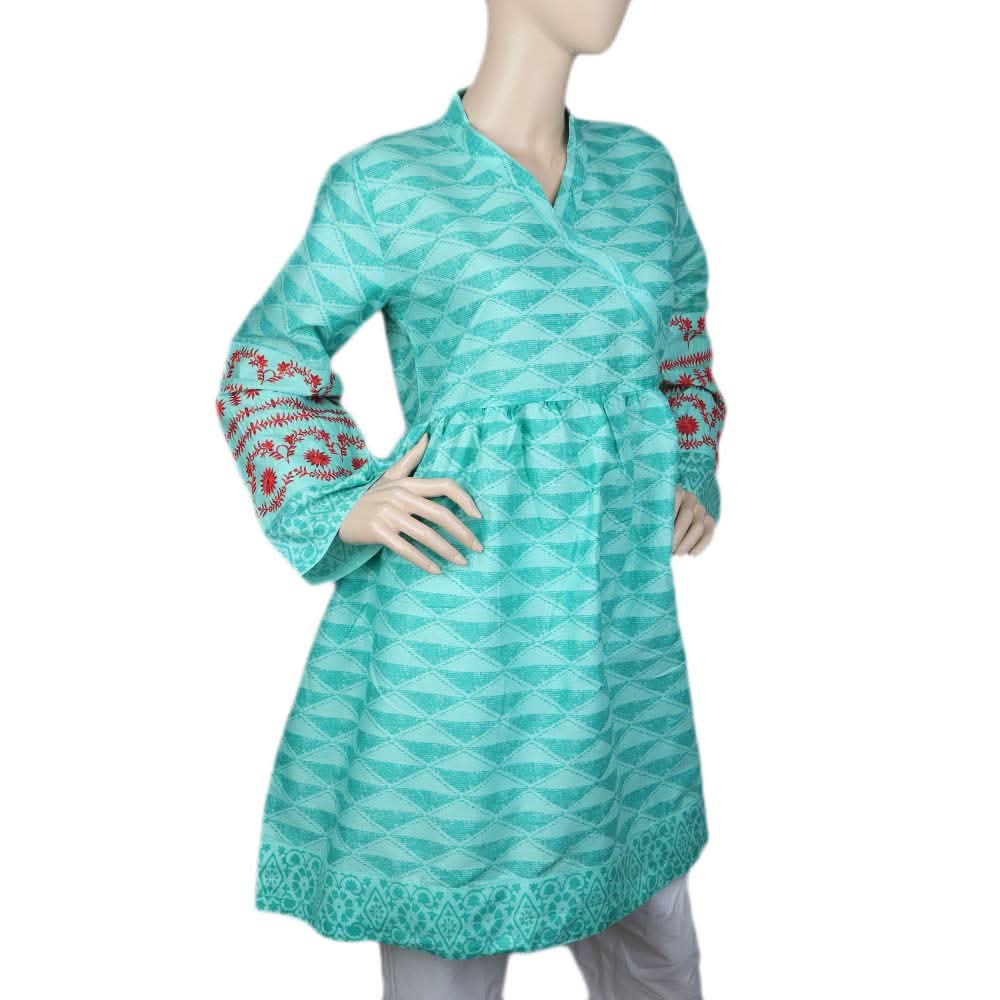 Women's Embroidered Kurti - Sea Green, Women, Ready Kurtis, Chase Value, Chase Value