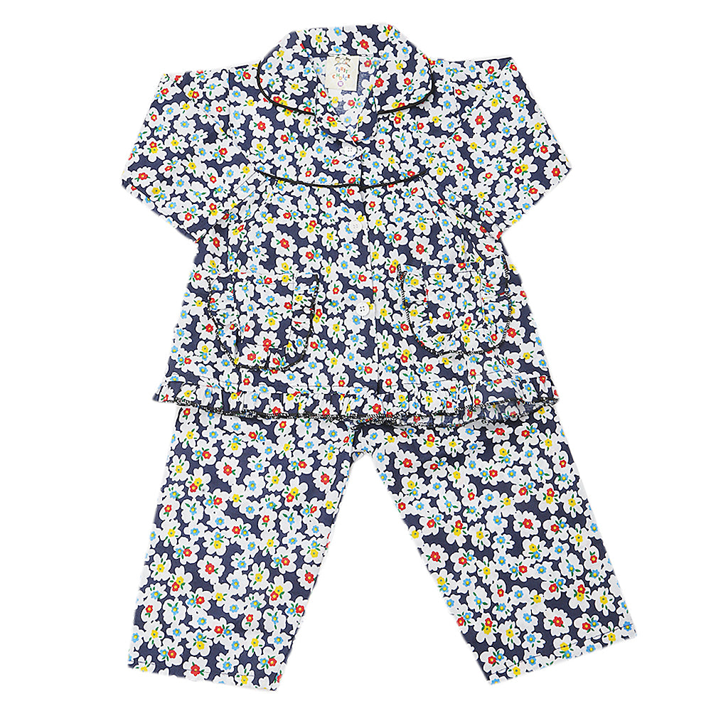 Girl's Full Sleeves Night Suit - Navy Blue, Kids, Girls Sets And Suits, Chase Value, Chase Value