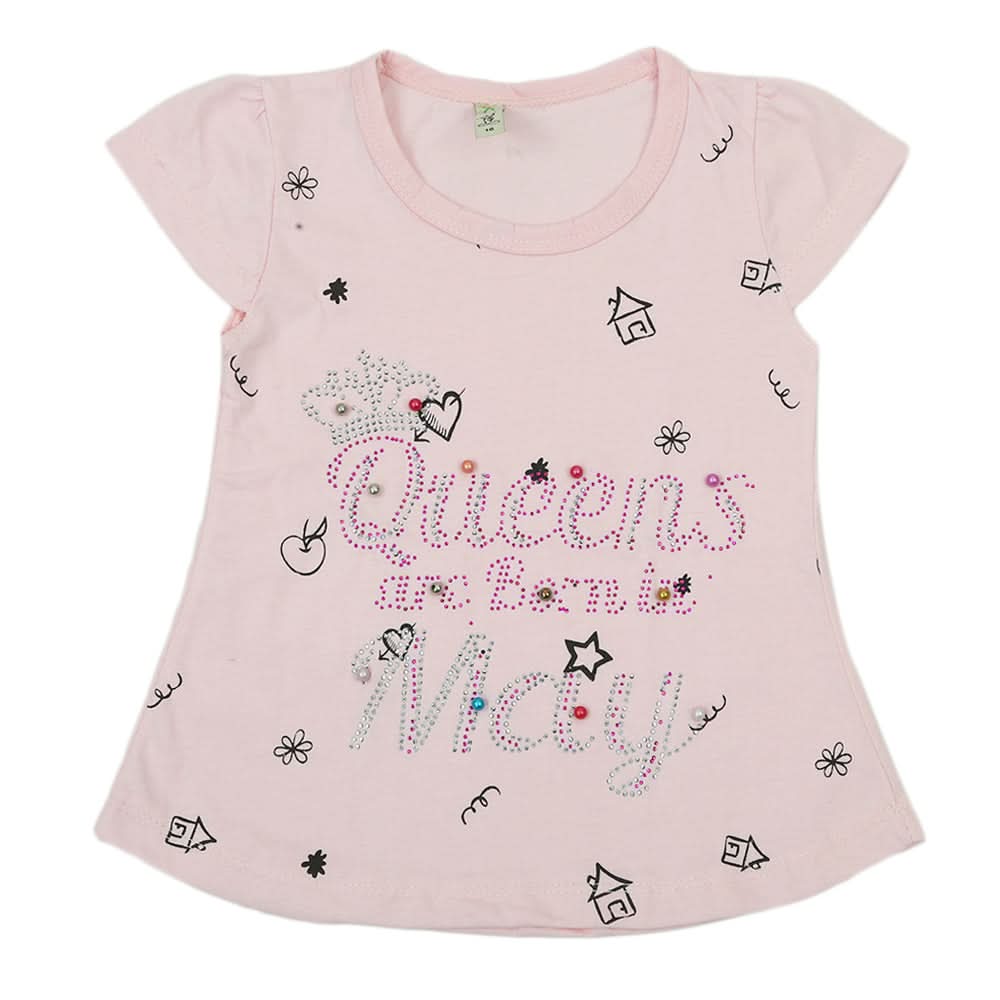 Girls Half Sleeves T-Shirt - Light Pink, Kids, Girls T-Shirts, Chase Value, Chase Value