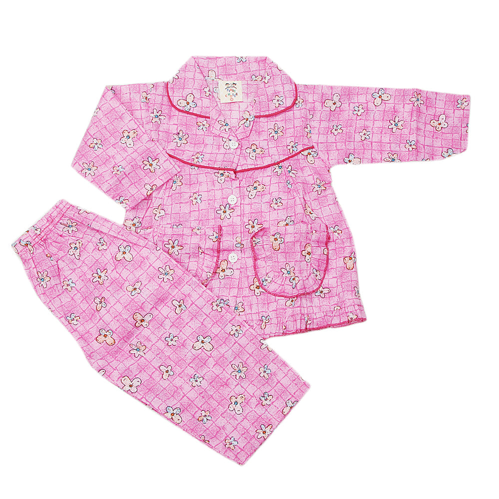 Girl's Full Sleeves Night Suit - Pink, Kids, Girls Sets And Suits, Chase Value, Chase Value