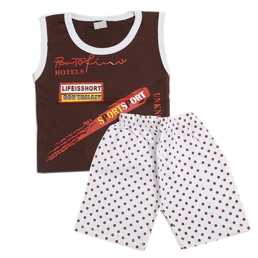 Newborn Boys Sando Suit - Coffee, Newborn Boys Sets & Suits, Chase Value, Chase Value