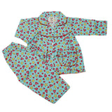 Girl's Full Sleeves Night Suit - Cyan, Kids, Girls Sets And Suits, Chase Value, Chase Value