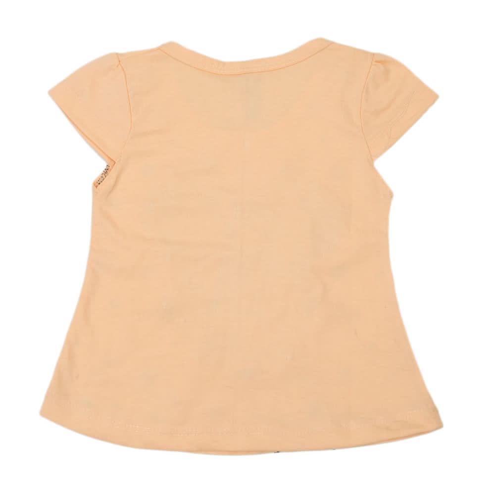 Girls Half Sleeves T-Shirt - Peach, Kids, Girls T-Shirts, Chase Value, Chase Value