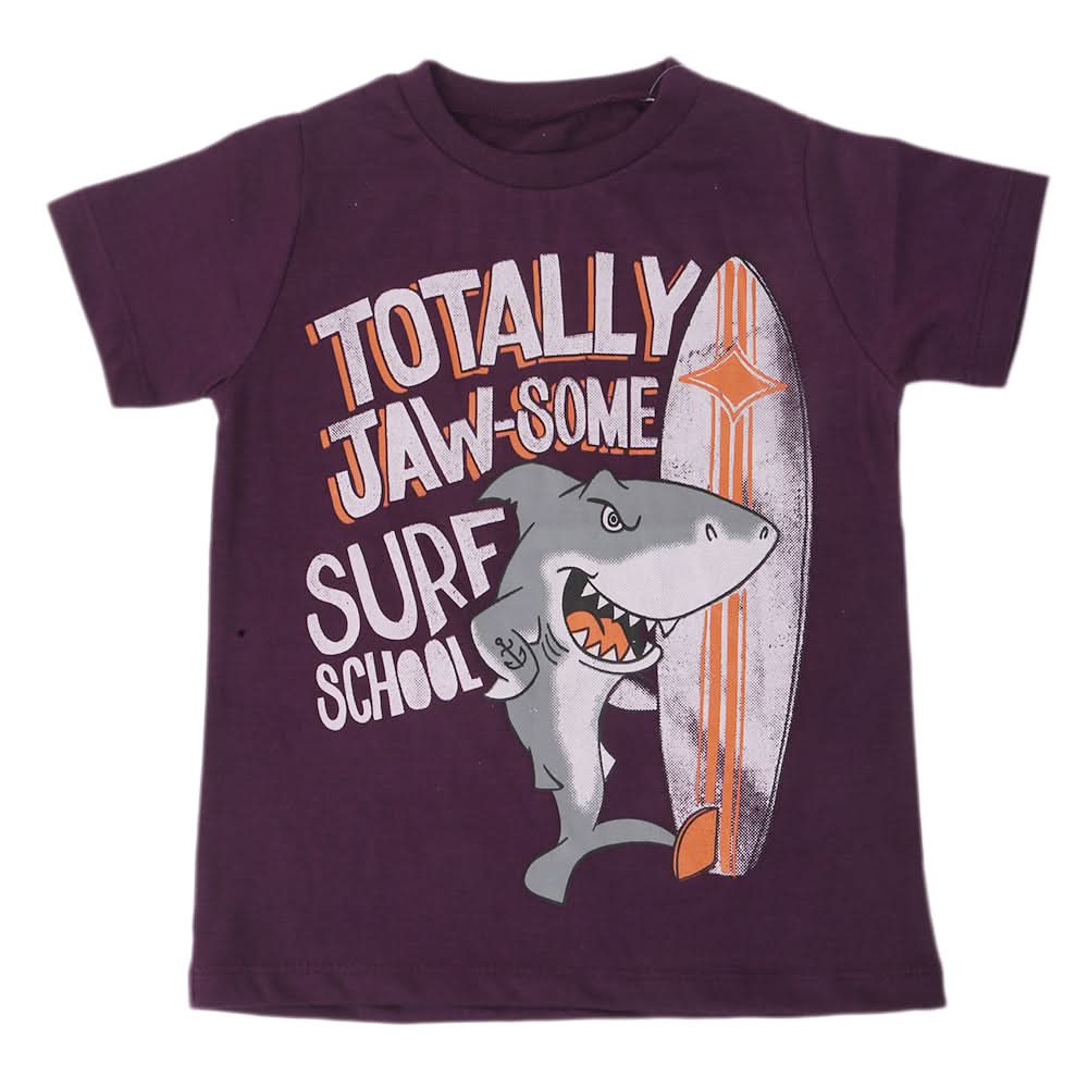 Boys Printed Half Sleeves T-Shirt 4743 - Purple, Kids, Boys T-Shirts, Chase Value, Chase Value