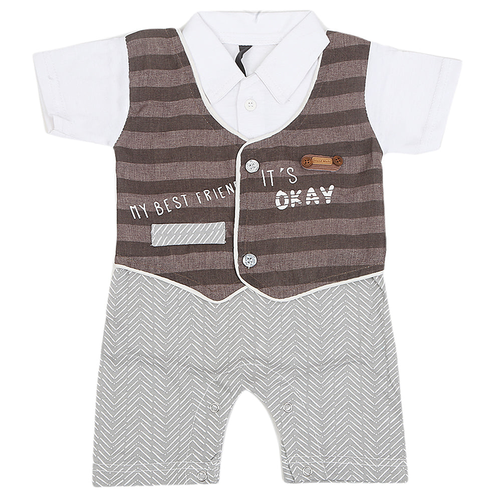 Newborn Boys Half Sleeves Koti Romper - Coffee, Kids, NB Boys Rompers, Chase Value, Chase Value
