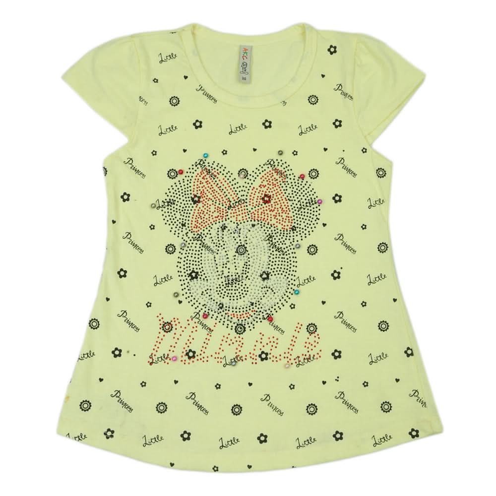 Girls Half Sleeves T-Shirt - Yellow, Kids, Girls T-Shirts, Chase Value, Chase Value