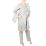 Women's Fancy 3Pcs Suit With Stone - Grey, Women, Shalwar Suits, Chase Value, Chase Value