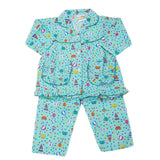 Girl's Full Sleeves Night Suit - Cyan, Kids, Girls Sets And Suits, Chase Value, Chase Value
