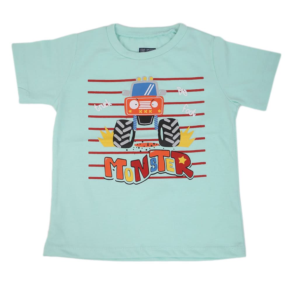 Boys Printed Half Sleeves T-Shirt 4732 - Cyan, Kids, Boys T-Shirts, Chase Value, Chase Value