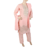 Women's Fancy 3Pcs Suit With Stone - Pink, Women, Shalwar Suits, Chase Value, Chase Value