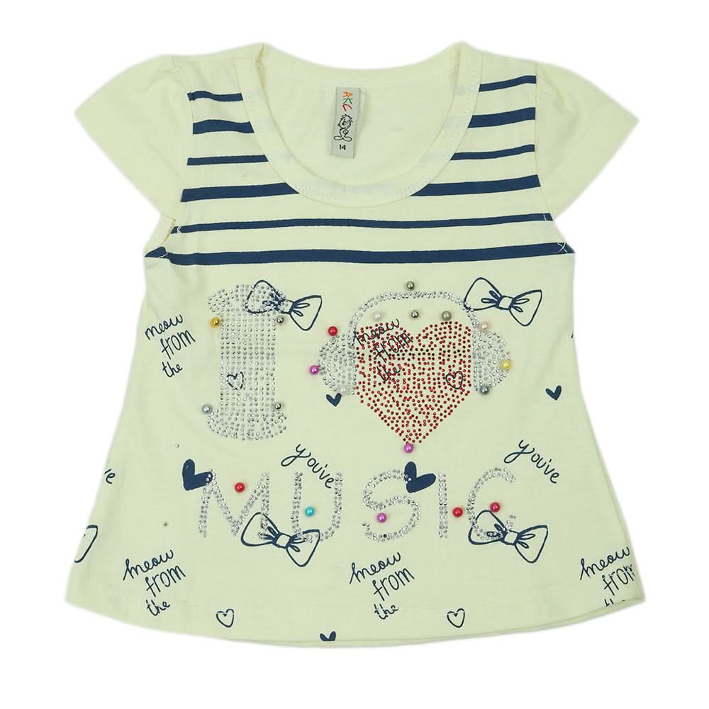 Girls Half Sleeves T-Shirt - Yellow, Kids, Girls T-Shirts, Chase Value, Chase Value