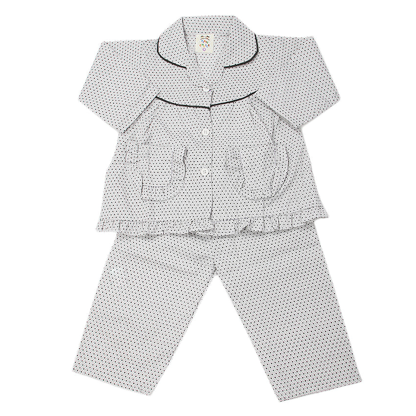 Girl's Full Sleeves Night Suit - Grey, Kids, Girls Sets And Suits, Chase Value, Chase Value