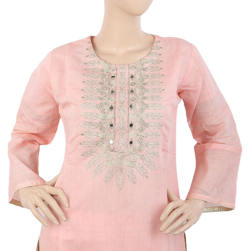 Women's Fancy 3Pcs Suit With Stone - Pink, Women, Shalwar Suits, Chase Value, Chase Value