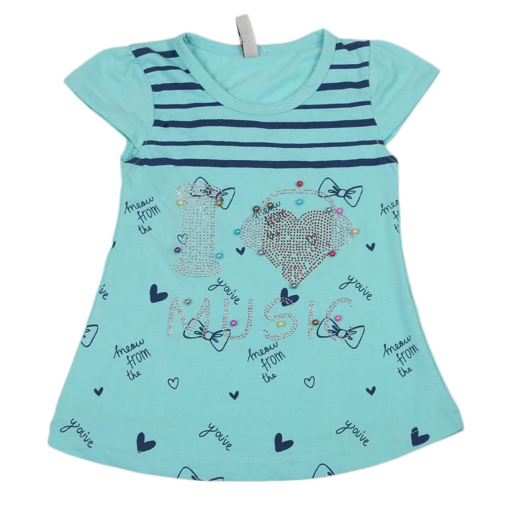 Girls Half Sleeves T-Shirt - Sea Green, Kids, Girls T-Shirts, Chase Value, Chase Value