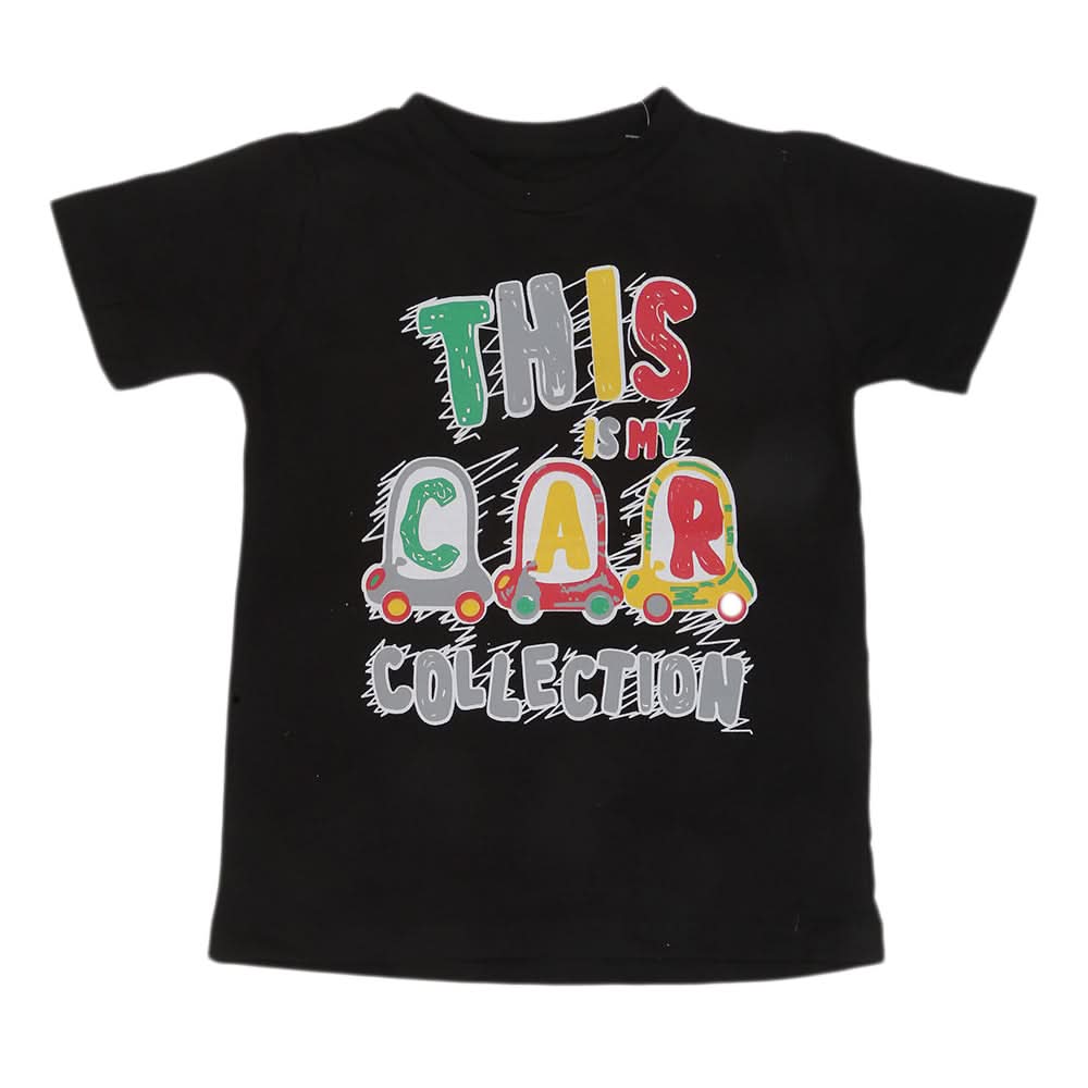 Boys Printed Half Sleeves T-Shirt 4741 - Black, Kids, Boys T-Shirts, Chase Value, Chase Value