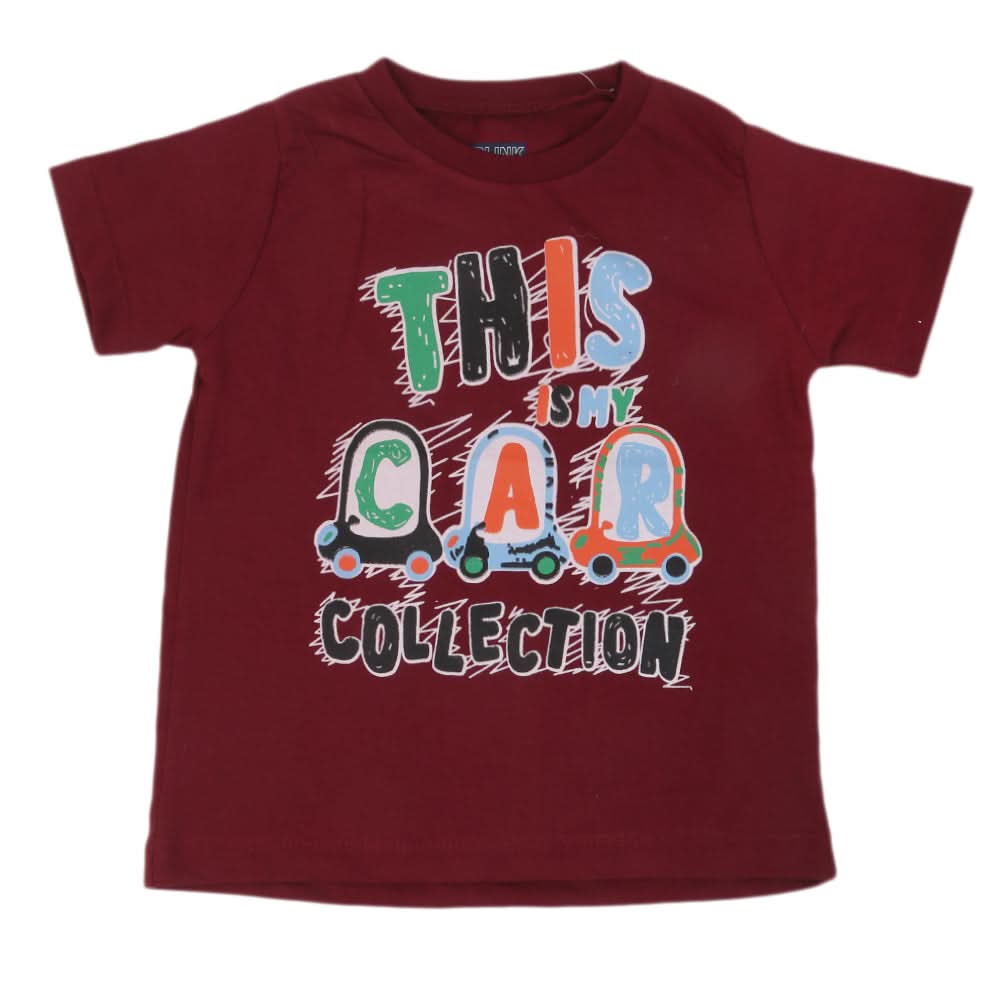 Boys Printed Half Sleeves T-Shirt 4741 - Maroon, Kids, Boys T-Shirts, Chase Value, Chase Value