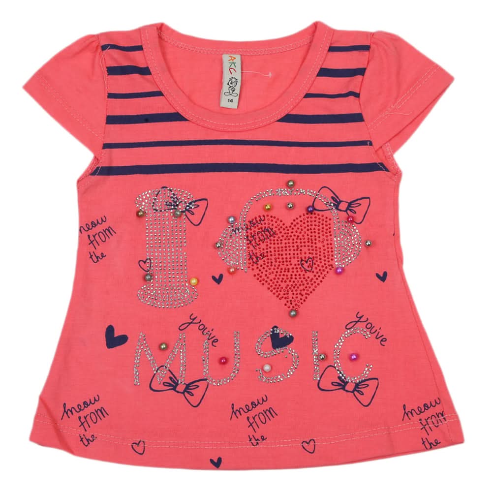 Girls Half Sleeves T-Shirt - Pink, Kids, Girls T-Shirts, Chase Value, Chase Value