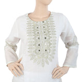 Women's Fancy 3Pcs Suit With Stone - White, Women, Shalwar Suits, Chase Value, Chase Value