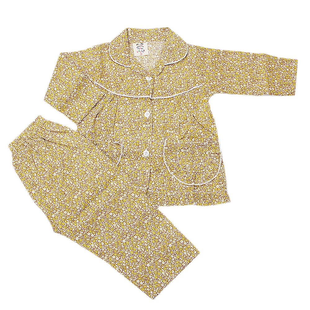 Girl's Full Sleeves Night Suit - Mustard, Kids, Girls Sets And Suits, Chase Value, Chase Value