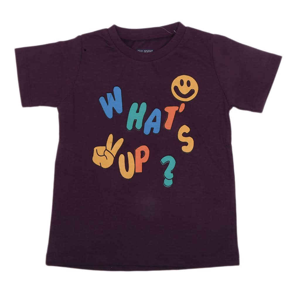 Boys Printed Half Sleeves T-Shirt 4726 - Purple, Kids, Boys T-Shirts, Chase Value, Chase Value