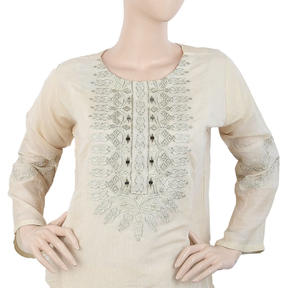 Women's Fancy 3Pcs Suit With Stone - Fawn, Women, Shalwar Suits, Chase Value, Chase Value