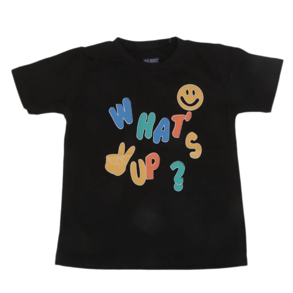 Boys Printed Half Sleeves T-Shirt 4726 - Black, Kids, Boys T-Shirts, Chase Value, Chase Value