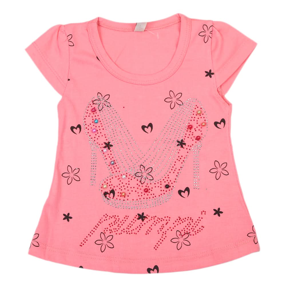 Girls Half Sleeves T-Shirt - Pink, Kids, Girls T-Shirts, Chase Value, Chase Value