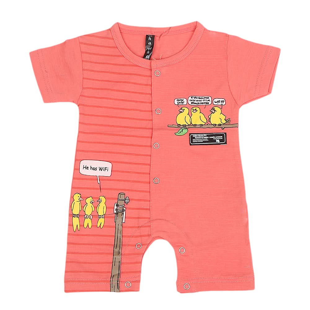 Newborn Boys Half Sleeves Rompers - Peach, Kids, NB Boys Rompers, Chase Value, Chase Value