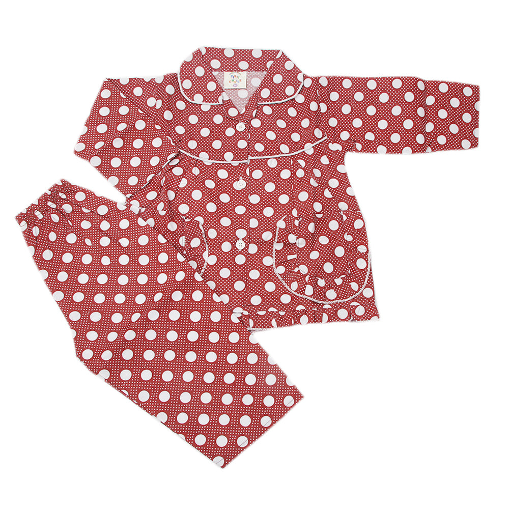 Girl's Full Sleeves Night Suit - Brown, Kids, Girls Sets And Suits, Chase Value, Chase Value