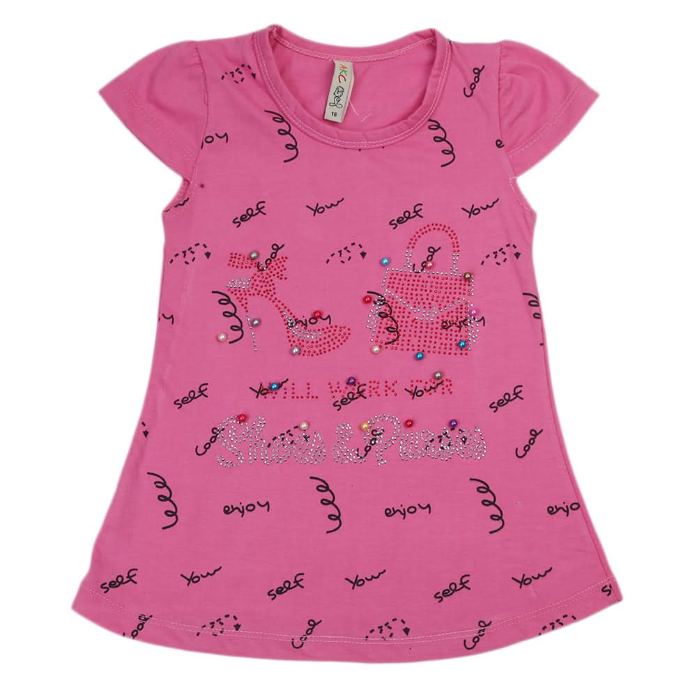 Girls Half Sleeves T-Shirt - Pink, Kids, Girls T-Shirts, Chase Value, Chase Value