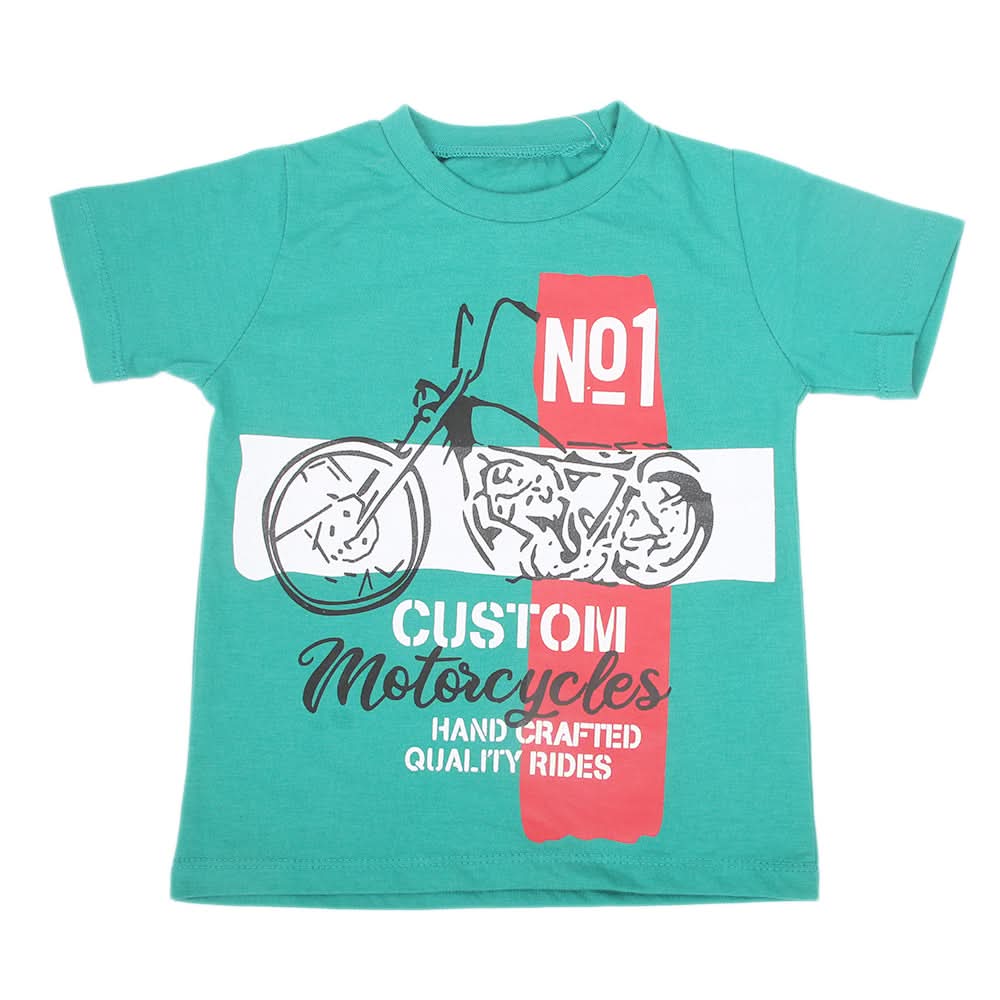 Boys Printed Half Sleeves T-Shirt 4745 - Green, Kids, Boys T-Shirts, Chase Value, Chase Value