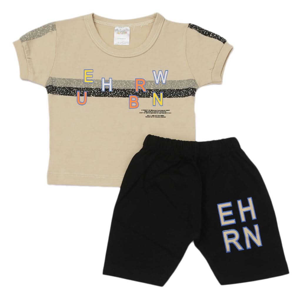 Newborn Boys Half Sleeves Suit - Fawn, Newborn Boys Sets & Suits, Chase Value, Chase Value